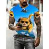 Summer Men's Cat 3D Printed Crew Neck T-Shirt Fashion Versatile