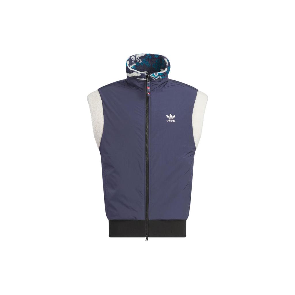 Adidas Двусторонний флисовый жилет из шерпа Originals X Feifei Ruan FW23, жилеты унисекс, темно-синий IX4218