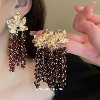 Серьги-кисточки из серебряных игл и виноградной лозы, длинные серьги с бахромой, французские ретро, преувеличенные серьги в стиле тяжелой промышленности, темпераментные серьги высокого класса