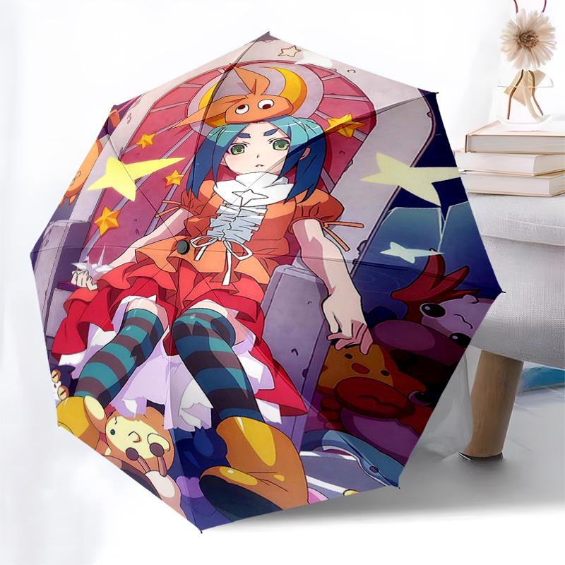 1pc Outdoor Umbrella with Cute Anime Characters - Automatic Opening/Closing, Portable 3-Fold Design, 8-Rib Iron Frame - Perfect Gift for Fans, Tr