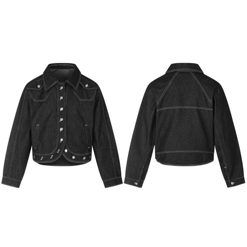 Mens Slim Fit Denim Jacket Trendy BrandMens Multi-Pocket Single-Breasted