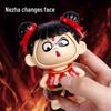 Фигурка куклы-эмодзи с меняющимся лицом Нечжа - Забавное украшение-маска и подвеска для рюкзака