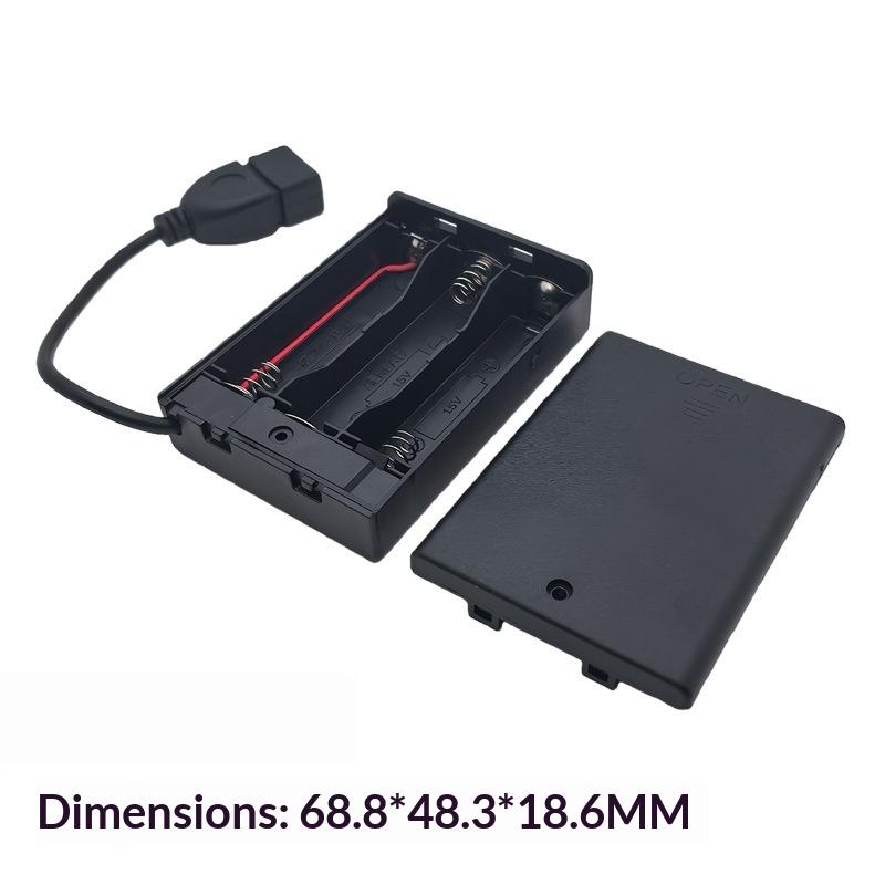 1/4 шт. USB Мини-блок питания Батарейный отсек с крышкой и переключателем 3 x AA USB Батарейный отсек для светодиодных лент 4,5 В