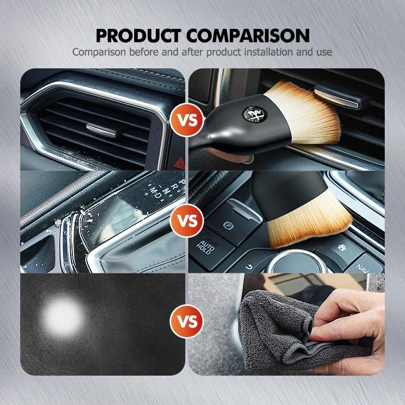 Car Interior Cleaning Tools Microfiber Wash Towels Cleaning Brush For Alfa Romeo GT Stelvio F1 Brera Volante Tonale Gloria Disco