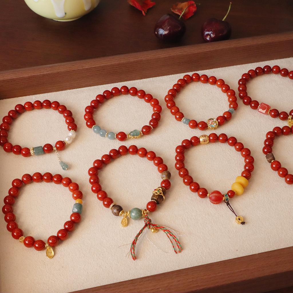 Natural Nanhong Agate Bracelet Fashion Women Daily Jewelry Lucky Gift