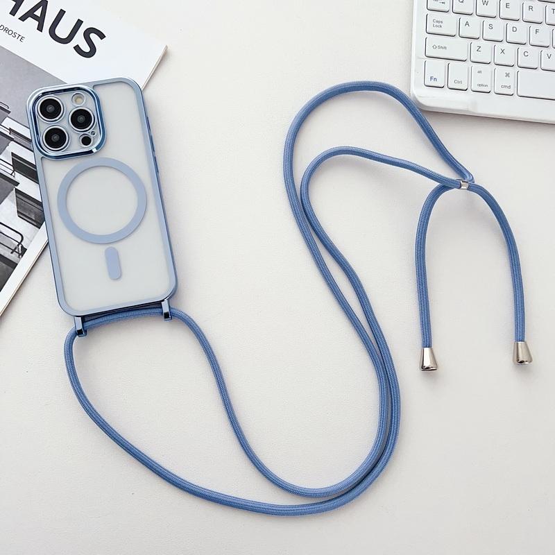 Для iPhone 16 Pro 15 Pro Max 14 13 12 11 16E Air 17 Для Magsafe Чехол С Покрытием По краю Прозрачный Чехол Ударопрочный С Ремешком Чехол для Телефона