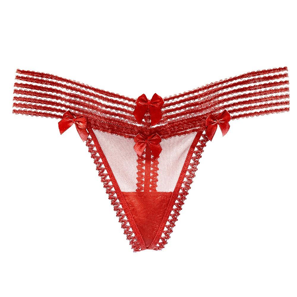 Японские трусики из тюля с вставками Pure Desire для девочек, полые полоски, милый бантик, перспективная сетка, сексуальные стринги