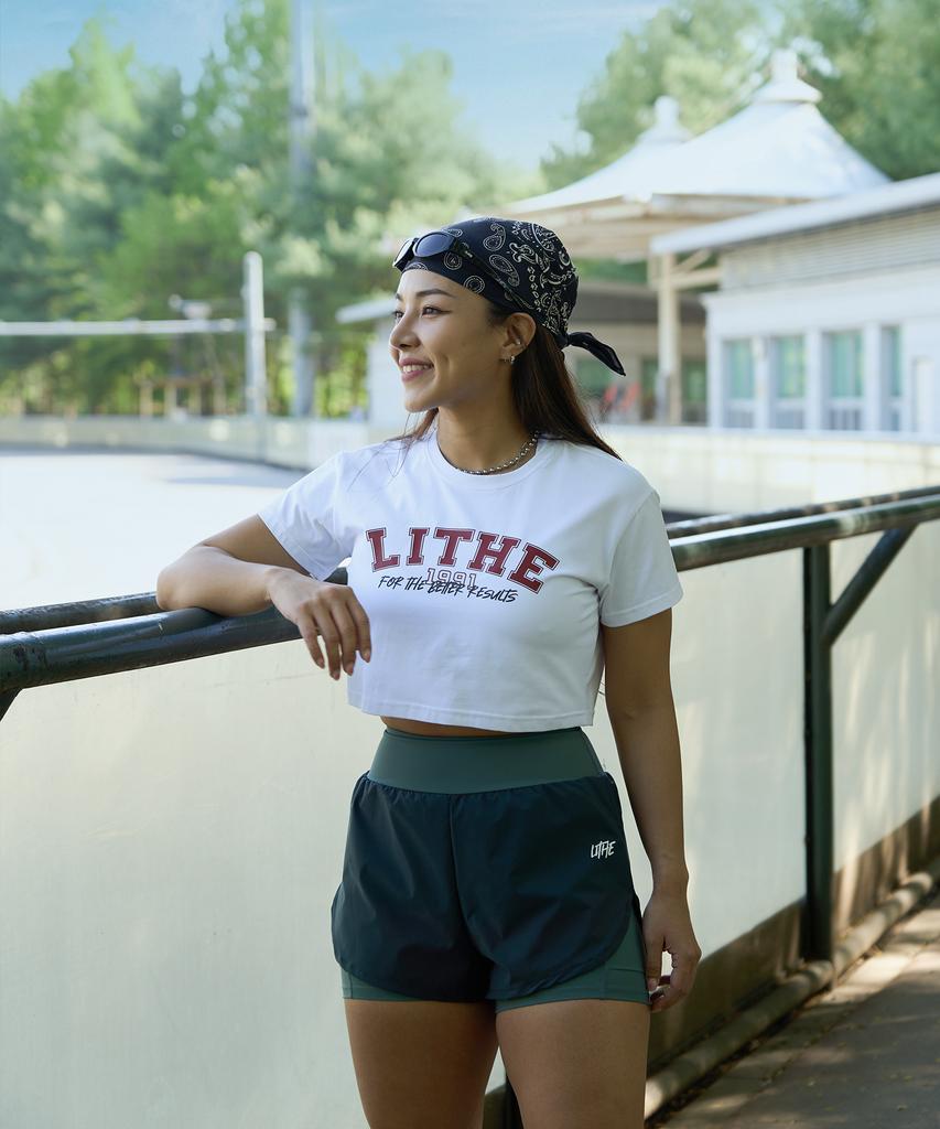 LITHE High-Waisted Sports Shorts_Green