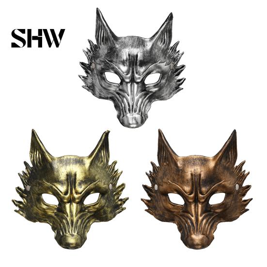 Durable Lightweight Carnival Props Black Gold Wolf Halloween Mask, 3D PU Foam Mardi Gras Party Unique Festival Masks for Cosplay Prop, Masquerade