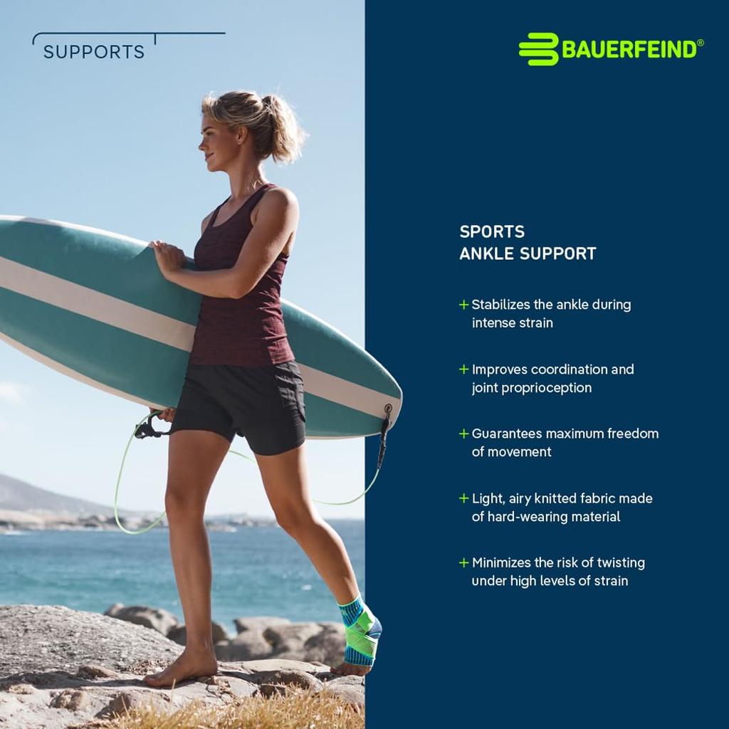 Bauerfeind SPORTS ANKLE SUPPORT Ankle Supporter with Good Ventilation That Wraps and Secures with Figure 8 Shape 1 Piece for Left and Right Made In