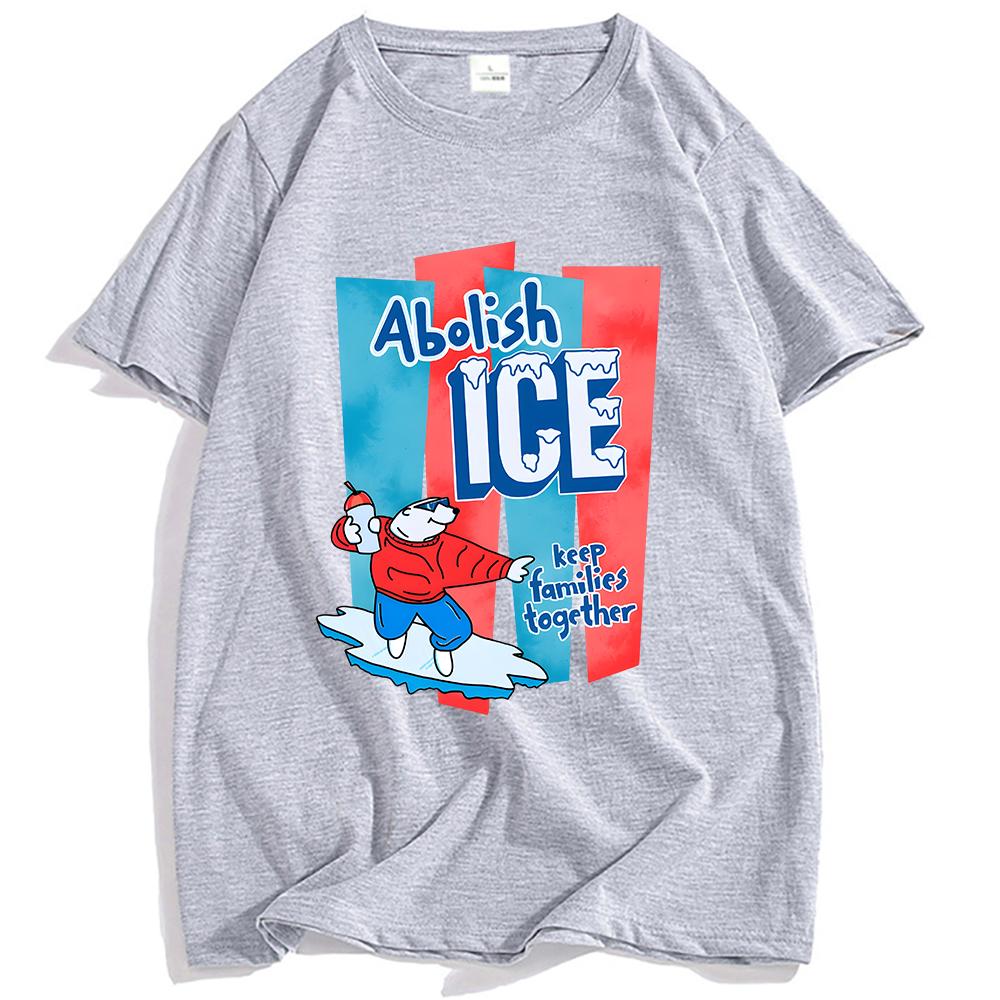 Футболка Abolish Ice America Летняя с коротким рукавом Хлопковая с круглым вырезом Унисекс Футболки Повседневные Свободные Футболки с графическим принтом