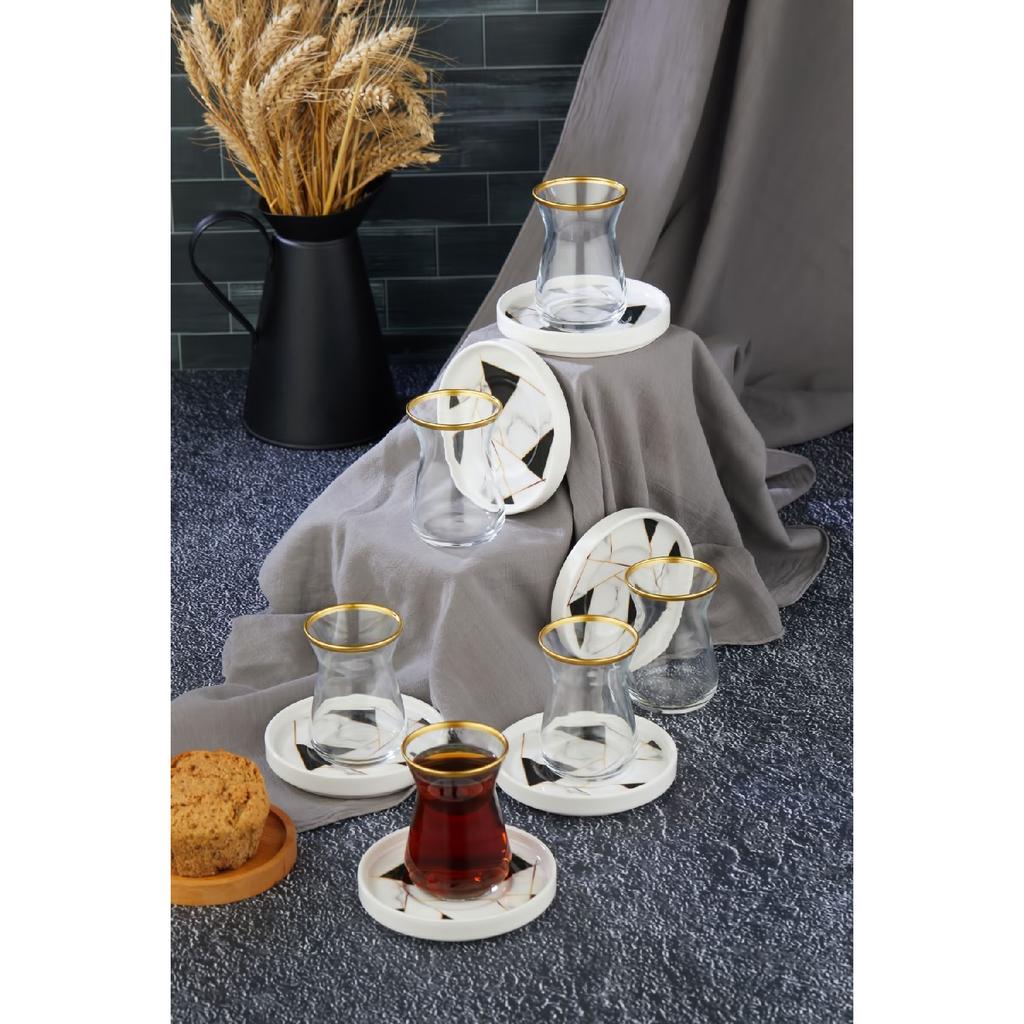 Набор чайных чашек из 12 предметов, мозаика с украшением из золотой позолоты, чайный сервиз