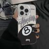 Чехол для Apple iPhone 12/13/14/15/16 Pro/17 Pro Max с изображением черного 8-го шара для бильярда - Европейский и американский нишевый стиль