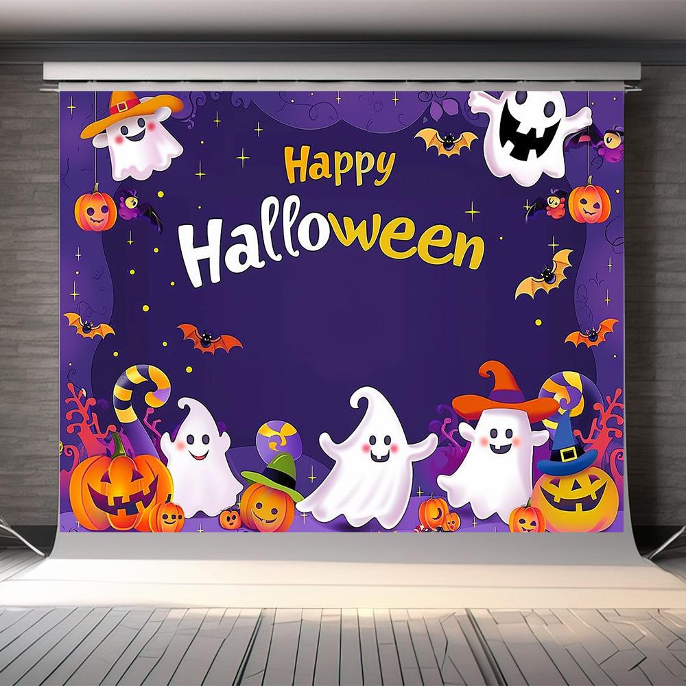Halloween background image - Cartoon Halloween photo background - Pumpkin moon photography background - Happy Halloween party
