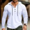 Fall Spring Men Shirt Hooded Drawstring Long Sleeves Pullover Thin Solid Color Mid Length Casual Daily Wear Work School Sport Top