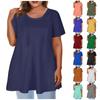 Women's Large Top Round Neck Solid Loose A-line Short Sleeve T-shirt