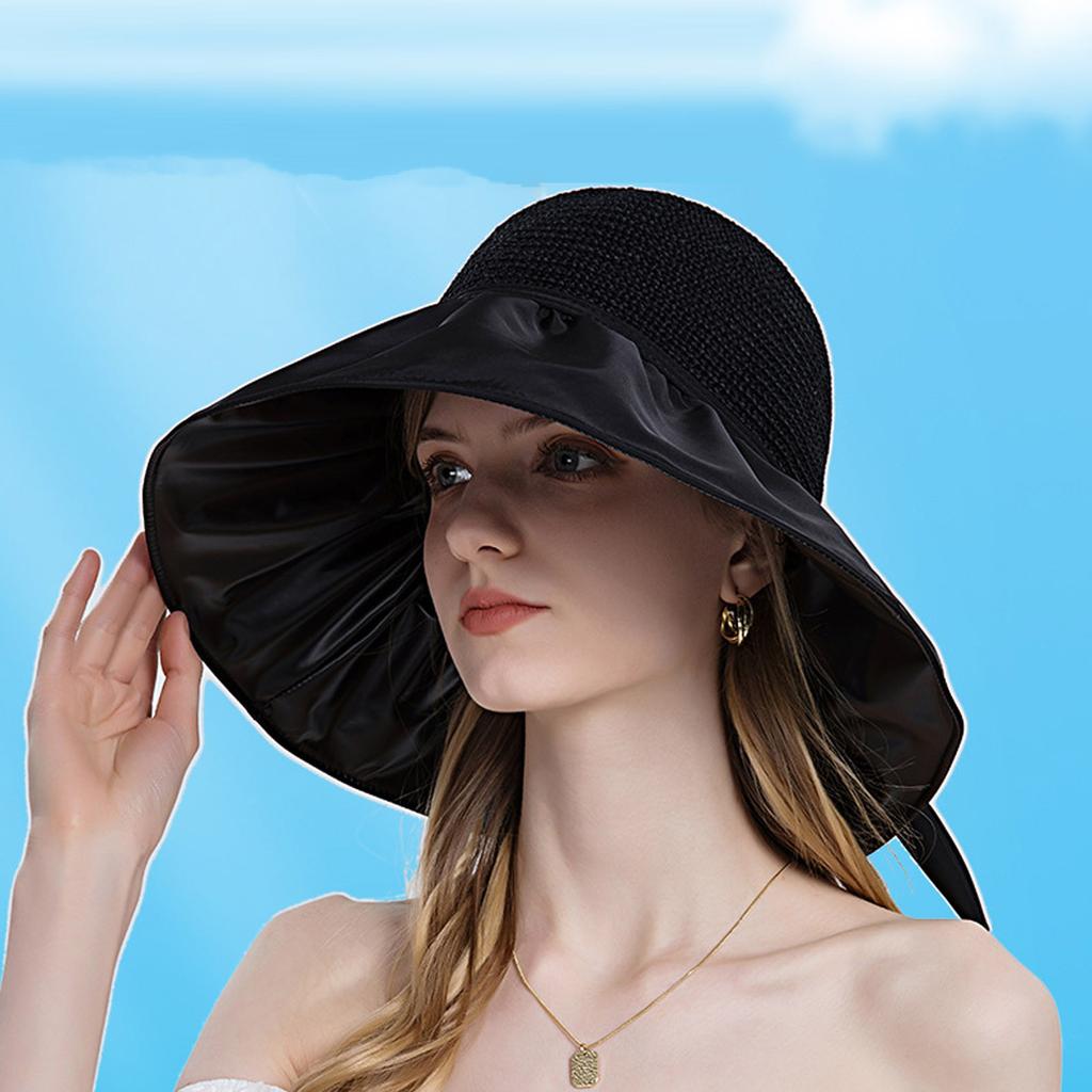 Модная женская шляпа с бантом на открытом воздухе, закрывающая лицо, пляжная шляпа-ведро, складная шляпа от солнца, шляпа от солнца