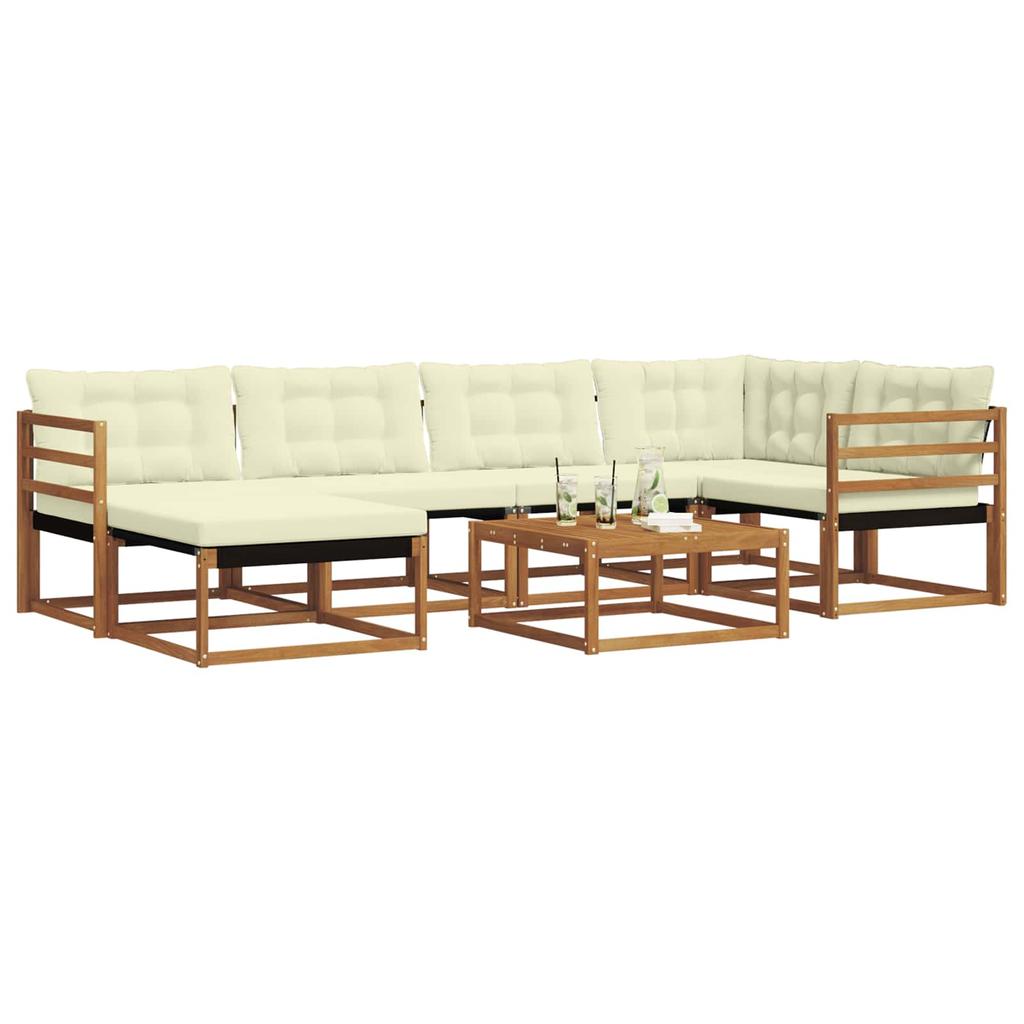 Outdoor Sofa Set 19 pcs Natural & Cream Solid Acacia Wood
