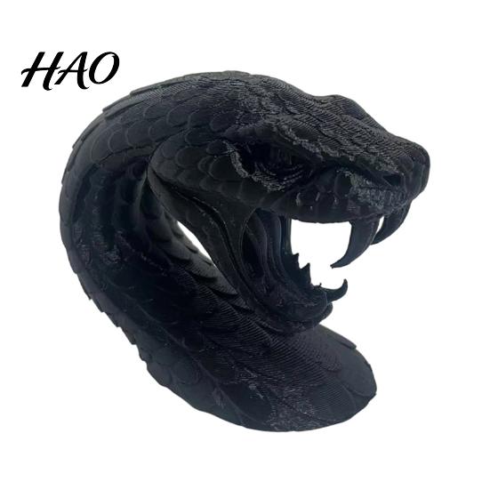 Cool Desk Accessories 3D Printed Snake Head Ornament, Sculpture with Sharp Teeth, for Shelves Realistic Animal Figurine Halloween Home Living Room And