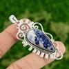 Daughters Day Sale Pear Sodalite Gemstone 925 Sterling Silver Pendant Jewelry