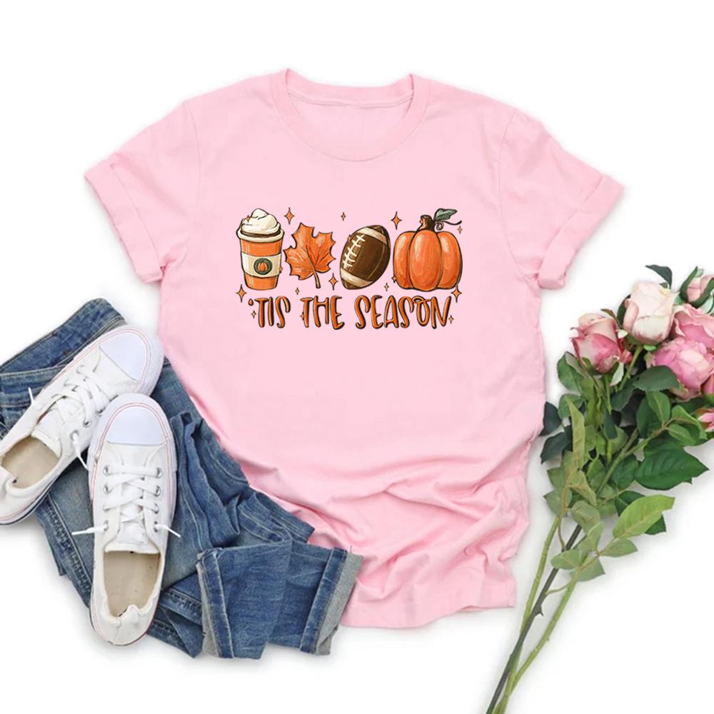 Tis The Season Fall Coffee T-Shirt Coffee Lovers Tshirt Pumpkin Latte Drink Shirts Unisex Thanksgiving Tee Halloween Tops