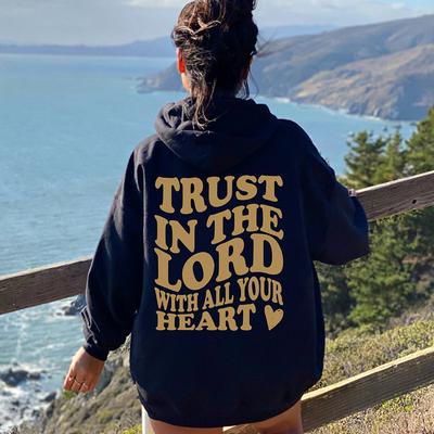 Доверьтесь Господу всем своим сердцем Толстовка Религиозный женский джемпер с длинными рукавами Христианская толстовка