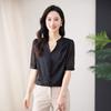 Silk Shirt Women's Fashion Short-sleeved Top Summer New V-neck Loose Mulberry Silk Shirt