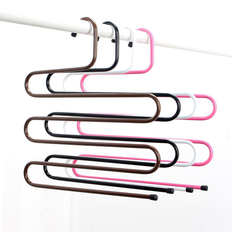 Быстрая многоярусная вешалка для брюк из нержавеющей стали, вешалка для галстуков, стойка для хранения, экономящая место, для шкафа, белая, черная, коричневая