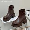 Женские зимние ботинки на платформе, массивные кожаные ботинки, женские, тренд 2025 года, готический бренд, зимние ботинки челси, мотоциклетные ботинки Botas Mujer