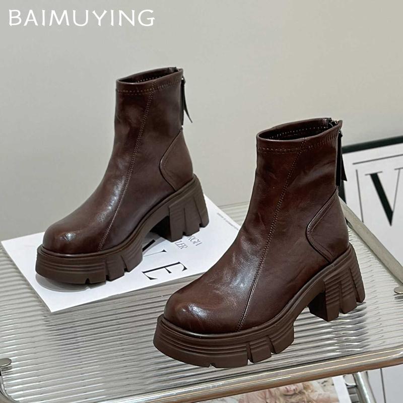 Женские зимние ботинки на платформе, массивные кожаные ботинки, женские, тренд 2025 года, готический бренд, зимние ботинки челси, мотоциклетные ботинки Botas Mujer
