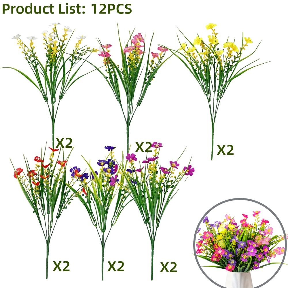12 шт. Искусственные цветы ромашки, Пластиковые искусственные цветы для дома, в помещении, снаружи, для сада, патио, окна, крыльца, фермерского дома, снаружи