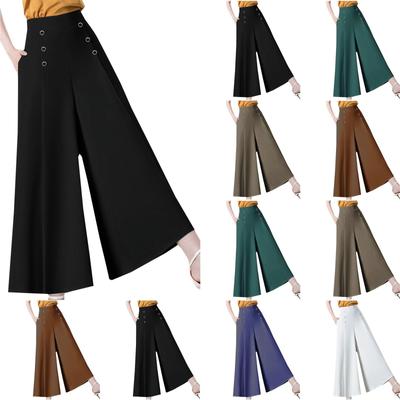 Летние однотонные свободные драпированные широкие брюки-юбки с высокой талией, утягивающие темпераментные женские брюки