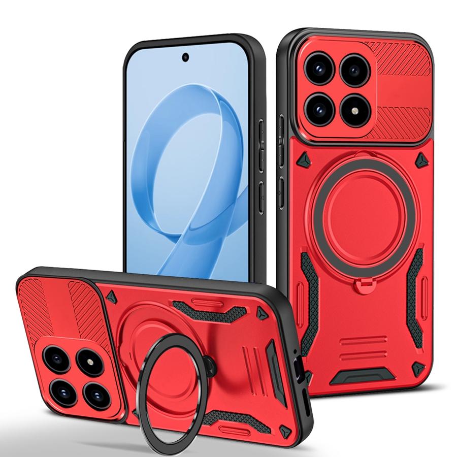 Бронированный противоударный магнитный чехол для Xiaomi 14T 14 15 15T Poco C75 C85 X7 M6 M7 Pro 5G F7 Ultra с кольцом-держателем для автомобиля
