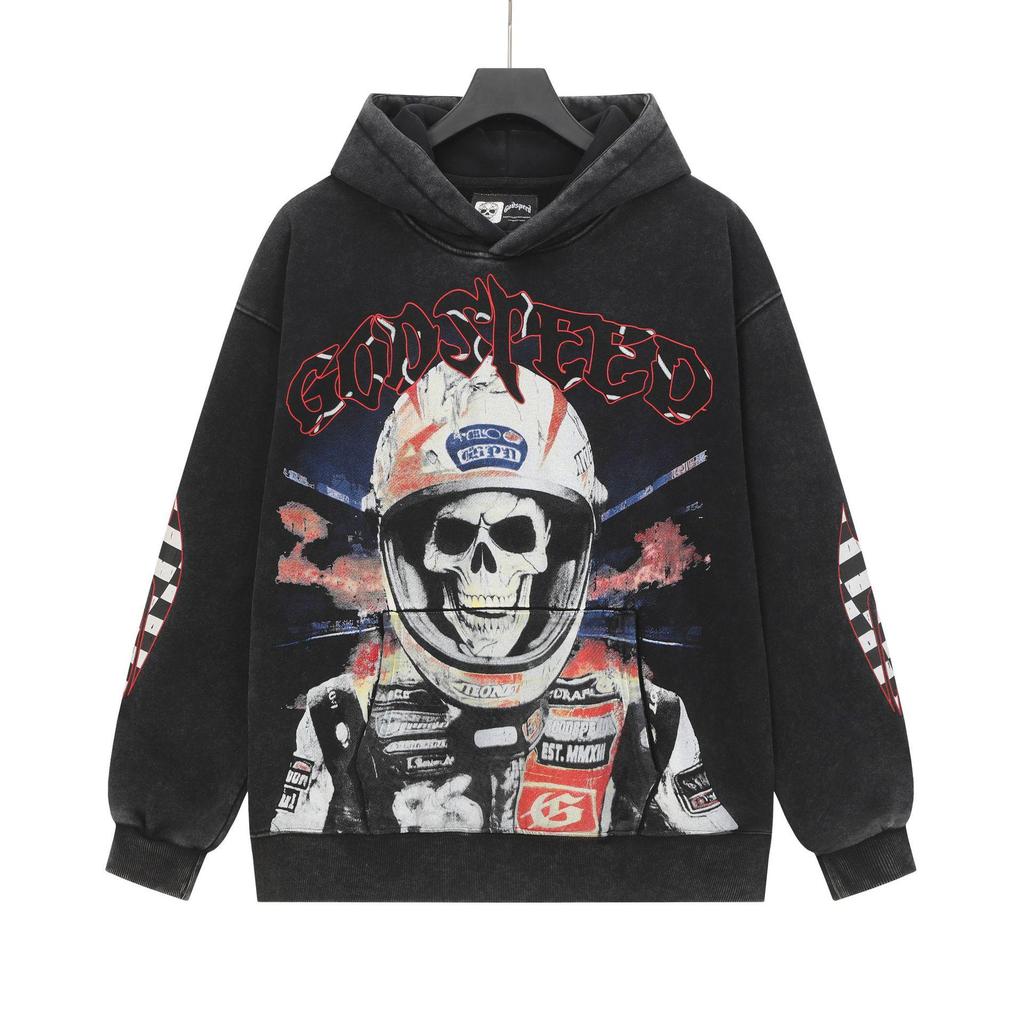 Godspeed 25ss Retro Washed Pure Cotton American Hip Hop Hoodie (Autumn/Winter Collection)