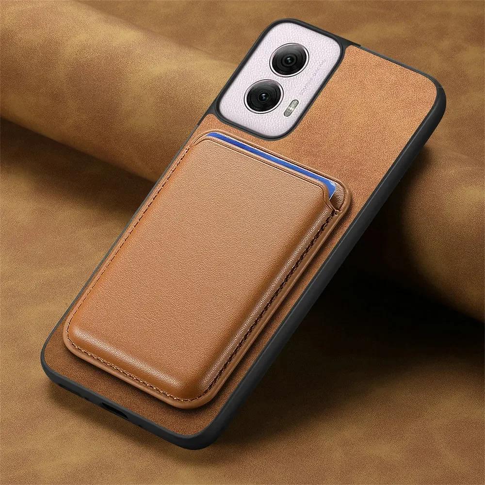 G45 34 5G Magnetic for Magsafe Leather Card Detachable 2IN1 Magnet Wireless Charging Cover for Motorola Moto G55 G34 G35 G Power Play 2024