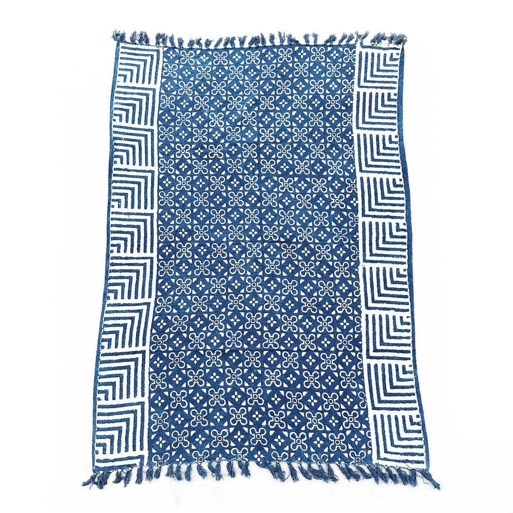 Throw Blanket Handmade Indigo Kasba Tiles 170x120 cm
