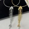 Novelty Design Alloy Big Fish Bone Pendant Choker Necklace For Women  Exaggerated Necklace Jewelry Accessories Gift