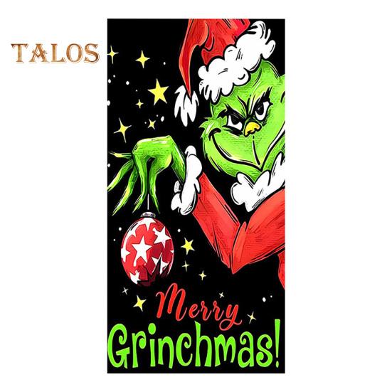 1 комплект гобеленов для гаражных ворот с 4 застежками-лентами в рождественском стиле с принтом Гринчи из мультфильма, создающий праздничную атмосферу для украшения фона для новогодней вечеринки