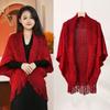 Stripe Knitted Shawl Bohemian Wraps Scarf Coat Luxury Cloak Scarves  For Women