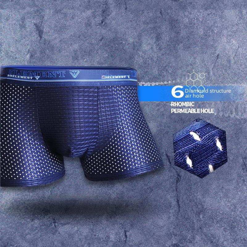 Мужские сетчатые трусы-боксеры Ice Silk - дышащее летнее нижнее белье большого размера со средней посадкой