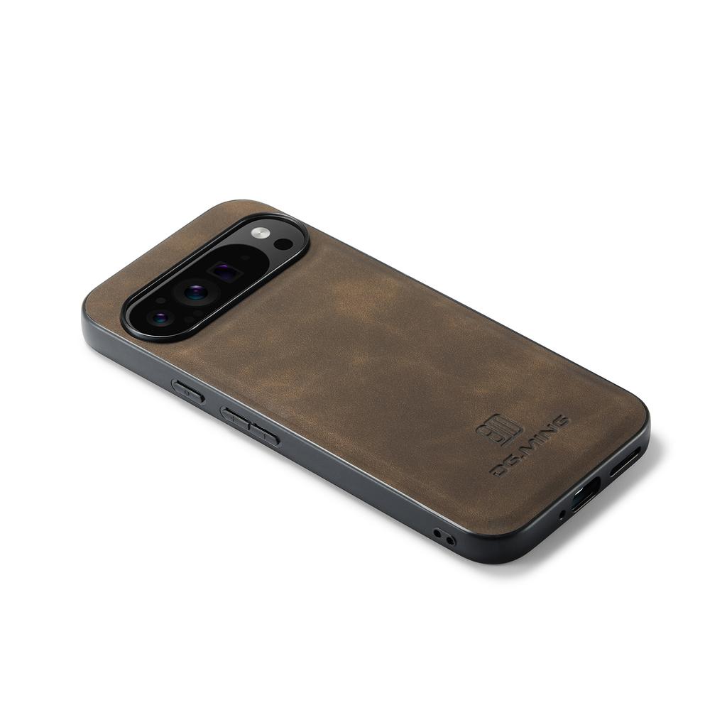 DG.MING Чехол для Google Pixel 9 Pro XL Гибридная телефонная оболочка из ПК+ТПУ, покрытая ПУ кожей
