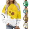 Women's Fashion Flower Printing Round Neck Sweater Top