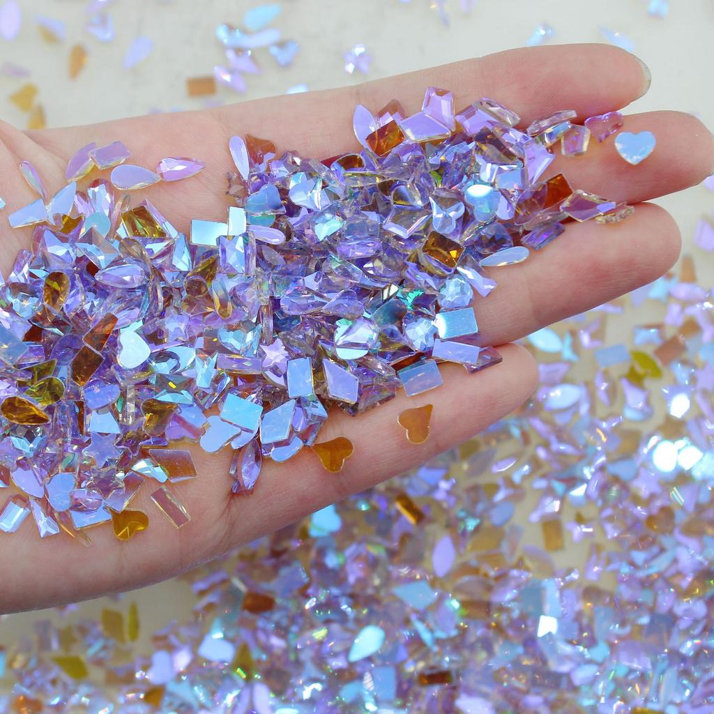 Yiwu Nail Art Diamond Mixed Mini Small Nail Art Flat Bottom Special-Shaped Diamond Mixed K9 Champagne Nail Art Jewelry