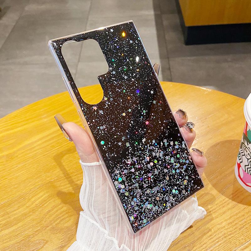 Shiny Glitter Drop Glue Clear Case Shell For Samsung Galaxy S25 Ultra S24 FE S23 Plus S22 A16 A56 A06 A55 A35 Transparent Shockproof Slim Phone Cover