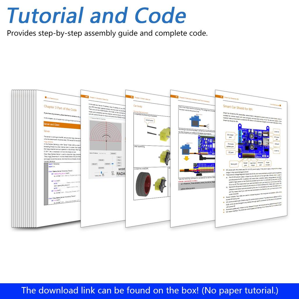 Freenove Smart Car Kit for Raspberry Pi Video Radar App Ultrasonic Distance and Servo Pi Not Three-Wheeled 5/4B/3B+/3B/3A+, Mode, Mode, Control,