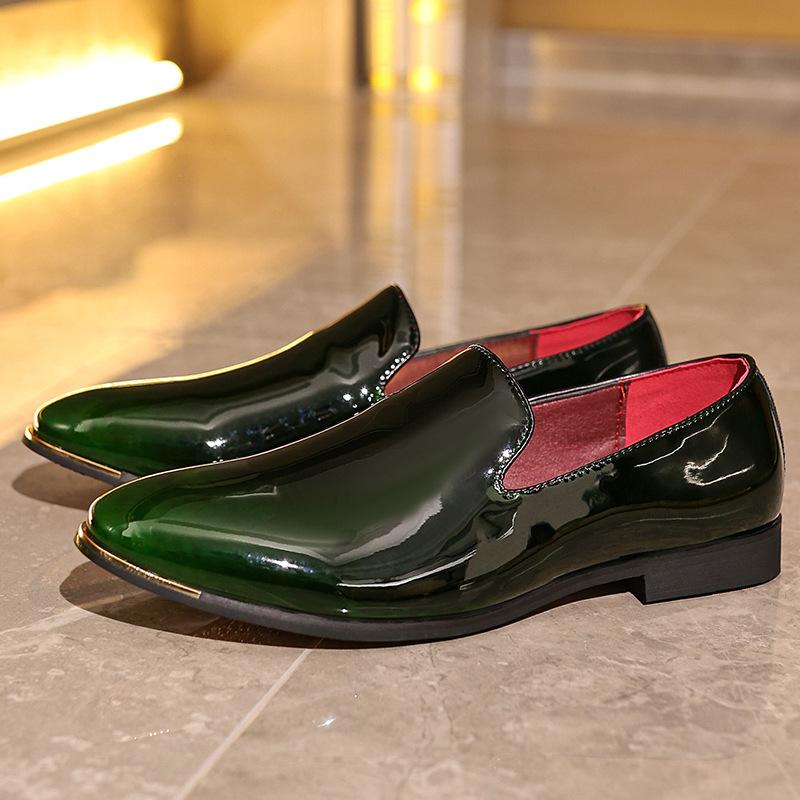 Новое поступление Модные туфли для мужчин Остроносые Лакированные из лакированной кожи Слипоны Лоферы Свадебная формальная обувь Zapatos Hombre