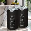 Extra Large Folding Recycling Bin Cylindrical Canvas Storage Basket With Lid Open Top Design For Kitchen HouseholdUse Storage