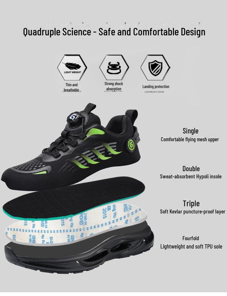 Мужские легкие защитные ботинки со стальным носком — защита от ударов и проколов, вращающаяся пряжка для осенне-зимних строительных работ