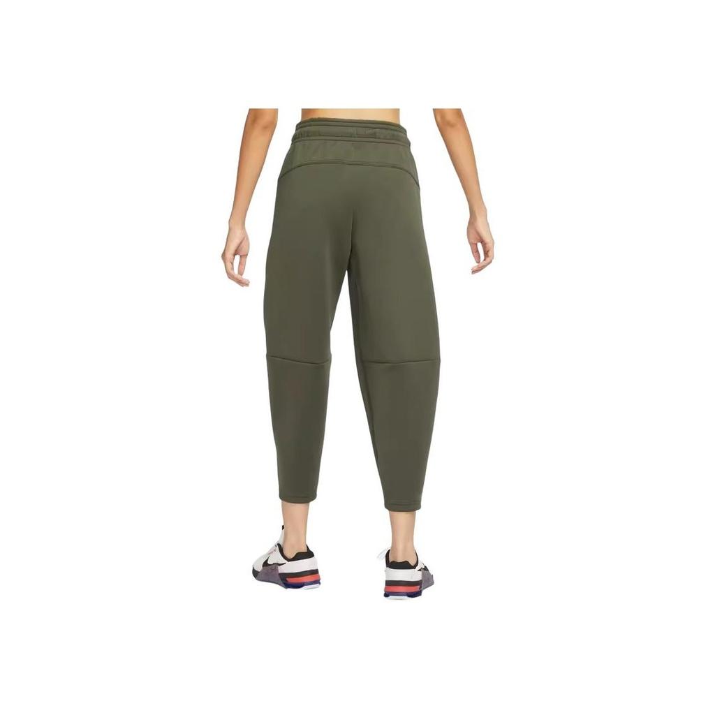 Nike Укороченные трикотажные джоггеры Dri-Fit Solid с высокой талией и шнурком, женские джоггеры цвета хаки и зеленого FB5429-325