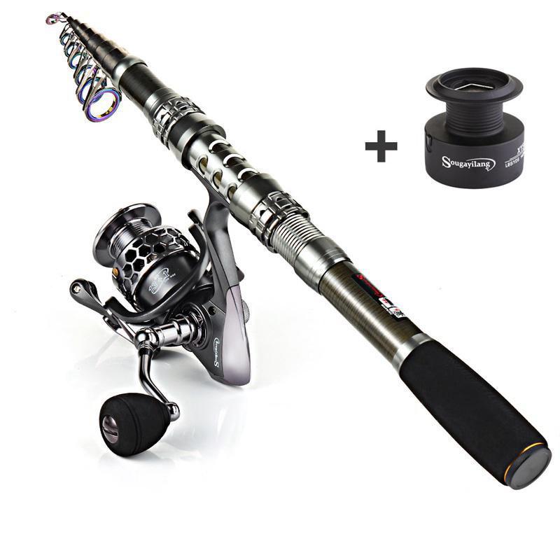 Fishing Rod Combo with Telescopic Fishing Pole Spinning Reels Fishing Bag Lure Line Sets Accessories